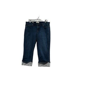Talbots Womens Mid‎ Rise Denim Crop Jeans Straight Leg Size 14 Blue